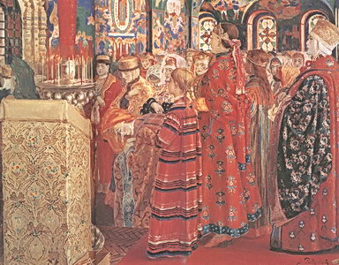Рябушкин А. П. Русские женщины в церкви. ГТГ, 1899.