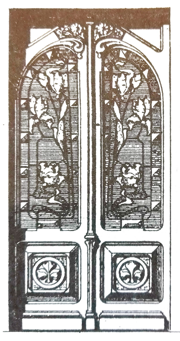 Дверь с витражным остеклением в особняке Набоковых в Петербурге по адресу Б.Морская, 47. Рисунок из издания 1903 г.